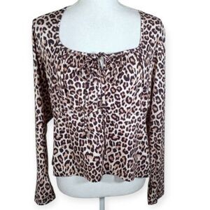 SHEIN CURVE CROP BROWN, CREAM, & BLACK LEOPARD PRINT TOP SZ.2XL EUC .